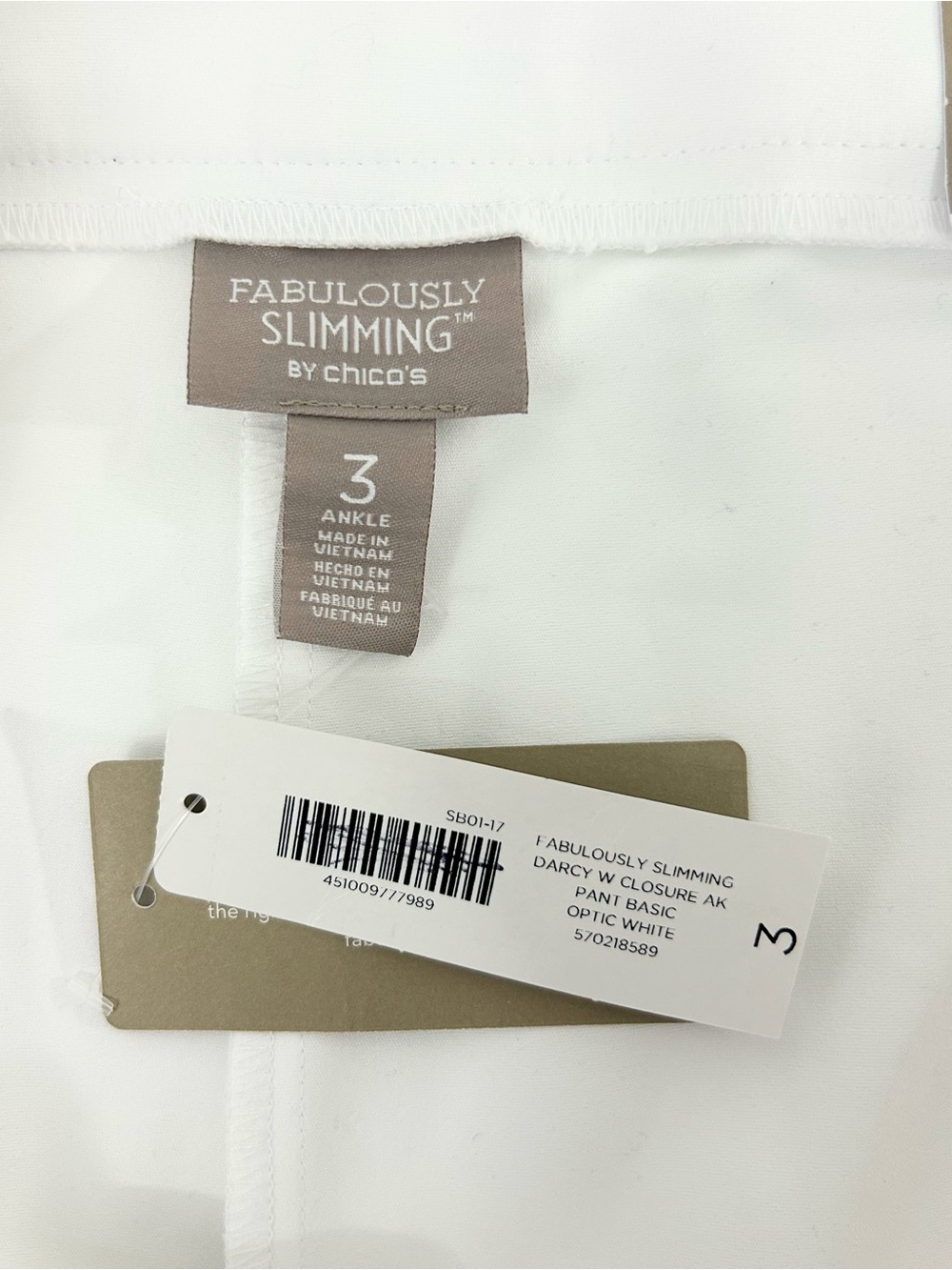 Chico’s Fabulously Slimming Darcy Optic White Ankle Pants Size 3 or US 16 - Picture 6 of 12